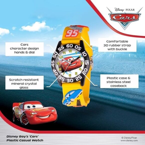 NWT - Disney Cars Kids' Plastic Time Teacher Analog Quartz 3D Strap Watch - Picture 15 of 15